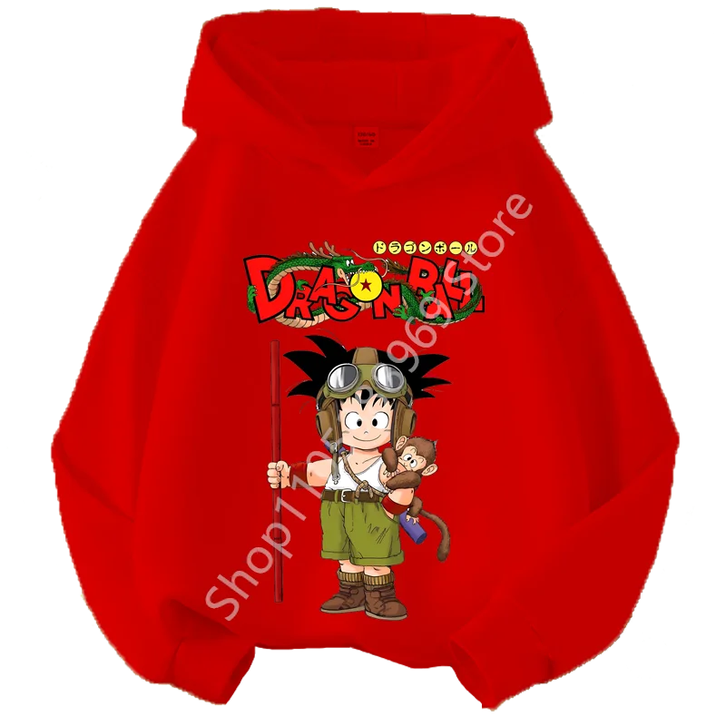 Sweat à Capuche Enfant Dragon Ball - Goku Enfant Aviateur - Rouge