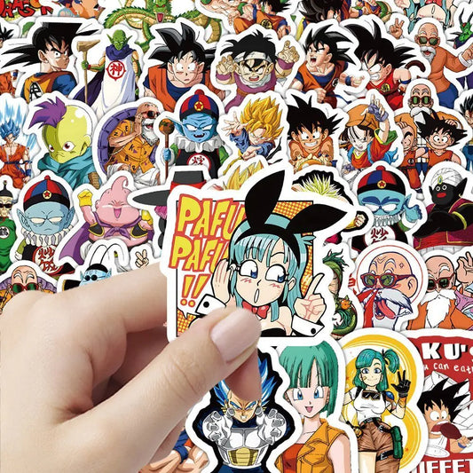 Lot de 100 Autocollants Dragon Ball - Bulma, Goku Enfant et Tortue Géniale