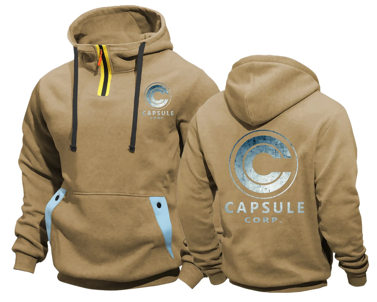 Sweat à Capuche Dragon Ball - Capsule Corp Col Zippé - Beige