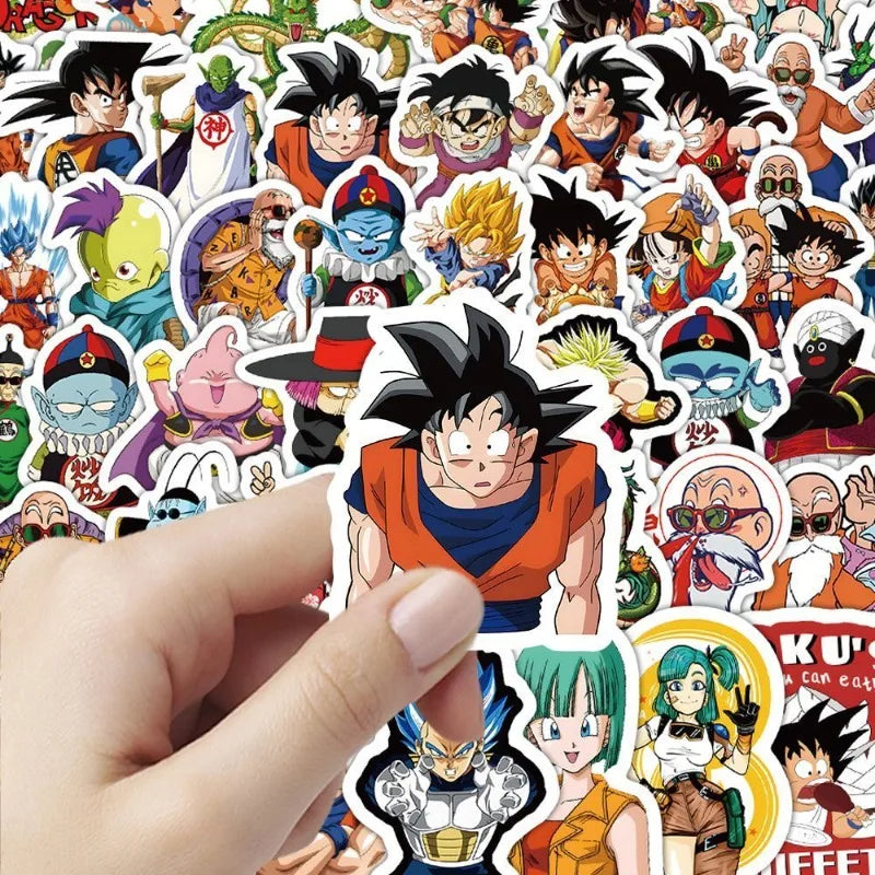 Lot de 100 Autocollants Dragon Ball - Bulma, Goku Enfant et Tortue Géniale