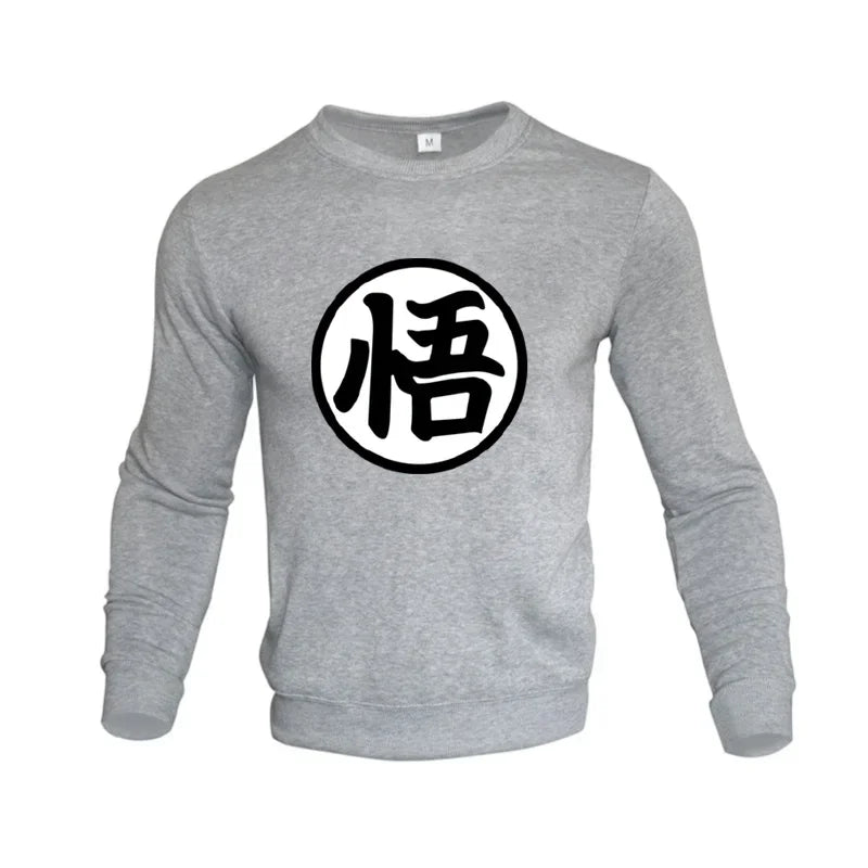 Sweat Dragon Ball - Emblème Go de Goku Col Rond - Gris