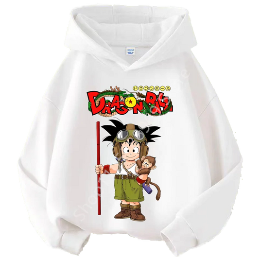 Sweat à Capuche Enfant Dragon Ball - Goku Enfant Aviateur - Blanc