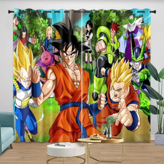 Rideau Dragon Ball - Goku, Vegeta, Cell et Majin Buu