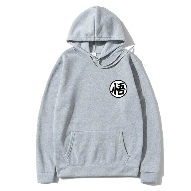 Sweat à Capuche Dragon Ball - Petit Emblème de Goku - Gris Clair