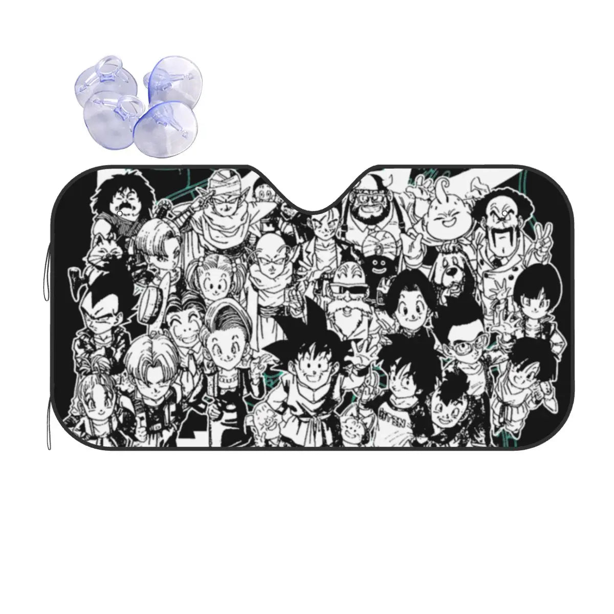 Pare-Soleil Dragon Ball - Personnages du Manga en Noir et Blanc