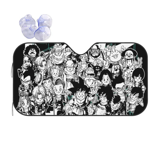 Pare-Soleil Dragon Ball - Personnages du Manga en Noir et Blanc