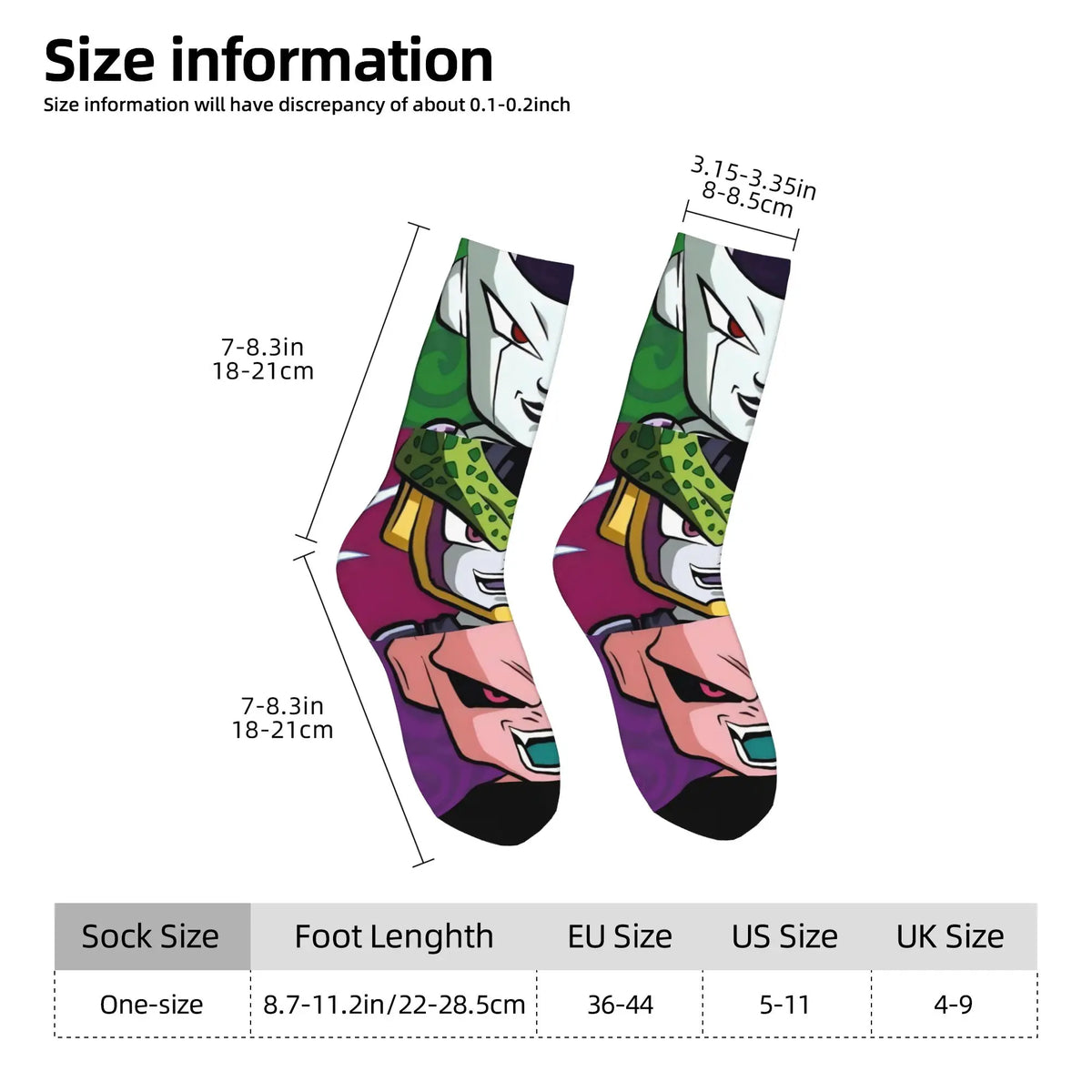 Chaussettes Dragon Ball - Freezer, Cell et Majin Buu