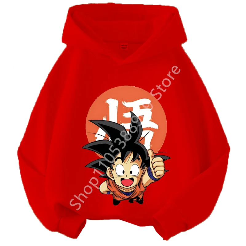 Sweat à Capuche Enfant Dragon Ball - Goku Enfant Pouce Levé - Rouge