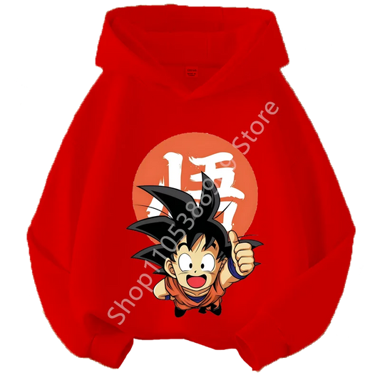 Sweat à Capuche Enfant Dragon Ball - Goku Enfant Pouce Levé - Rouge